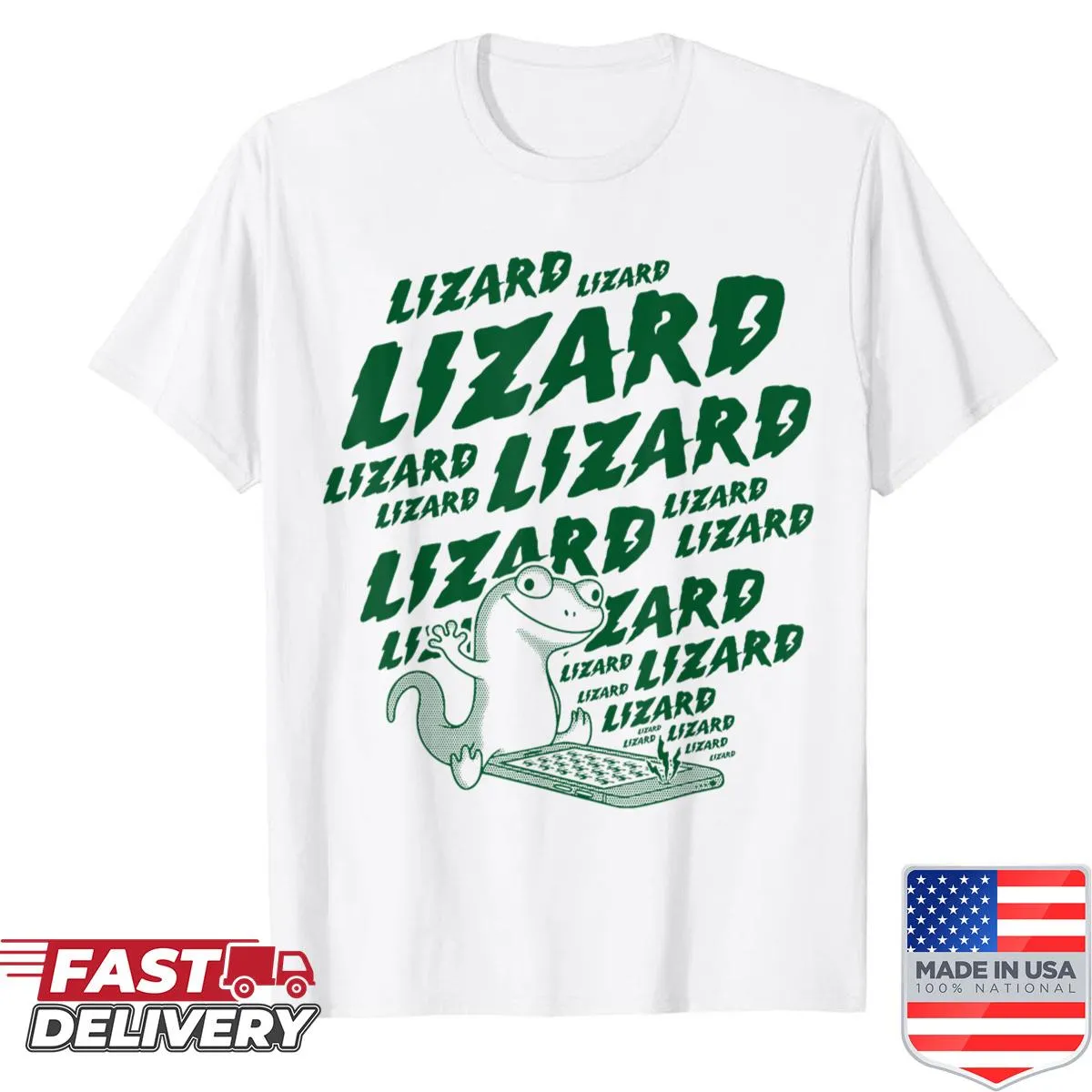 Vintage lizard meme t-shirt with playful graphic design