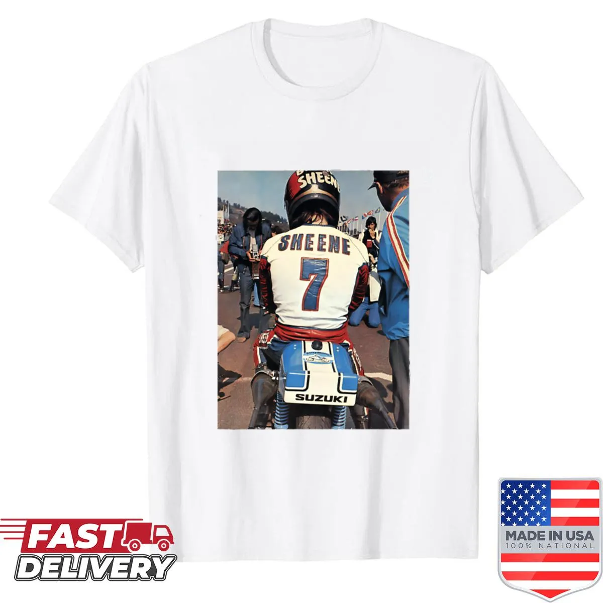Vintage motorcycle shirt with bold logo design