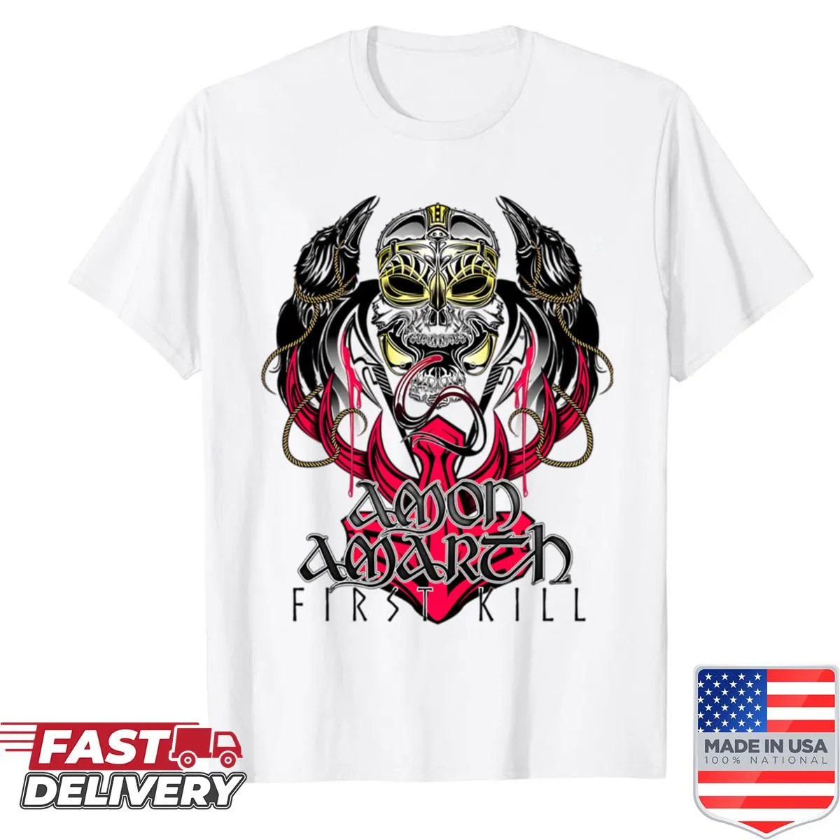 Vintage Viking mask graphic shirt from the 90s