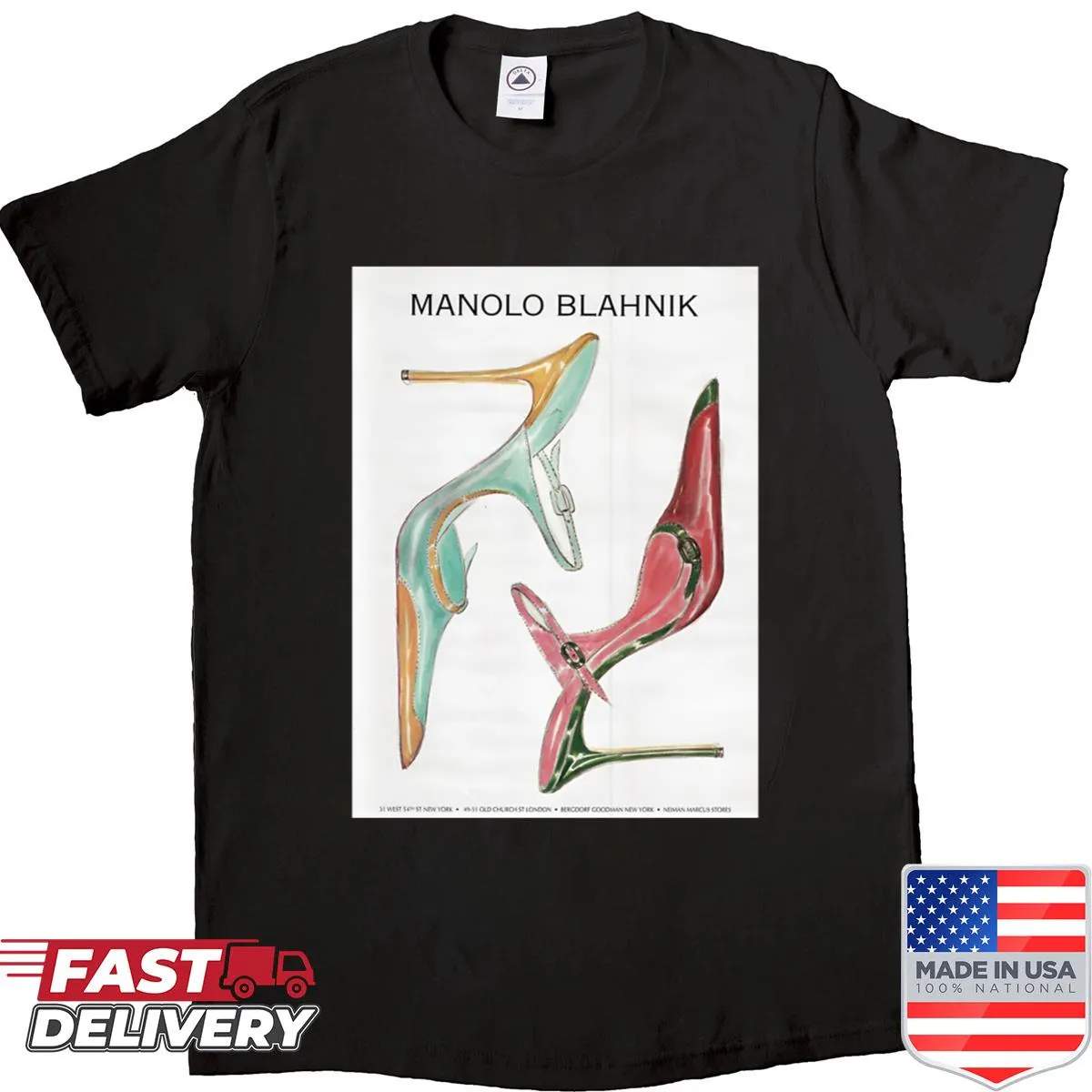 Vintage shirt featuring classic high heels from magazine ads