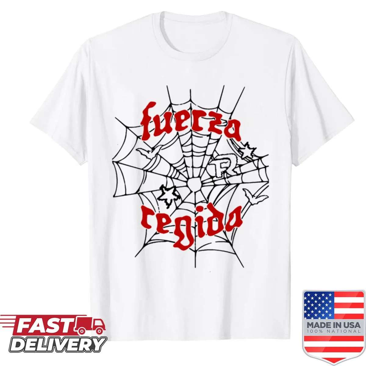 Vintage distressed spider web logo graphic on an active shirt