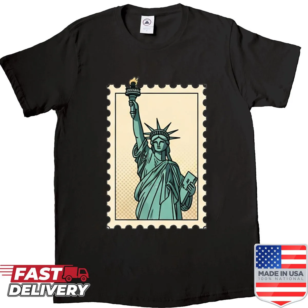 Vintage shirt featuring an illustration of the Statue of Liberty.