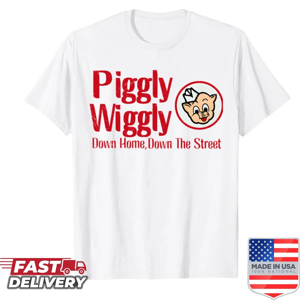Cartoon logo t-shirt inspired by vintage supermarkets