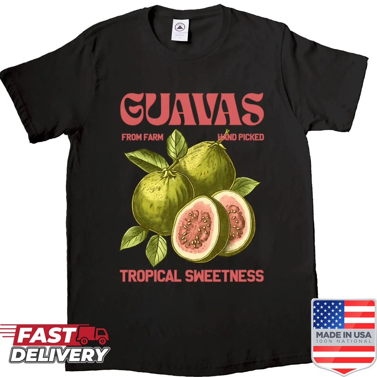 Vintage label T-shirt featuring guava graphic