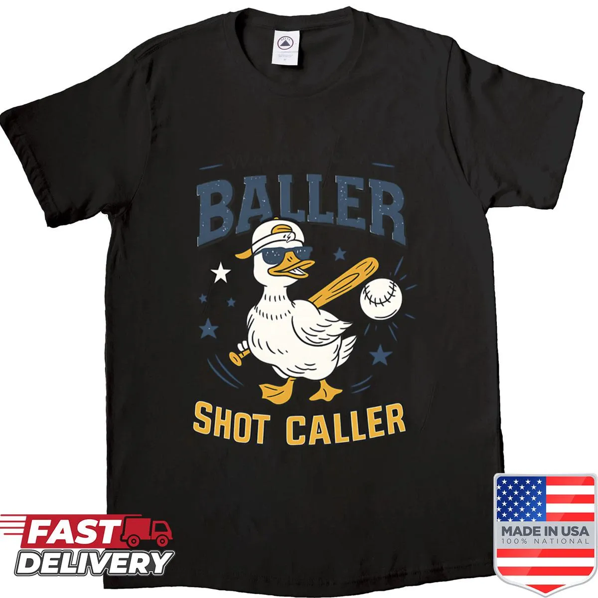 Playful shirt with motivational text about being a baller