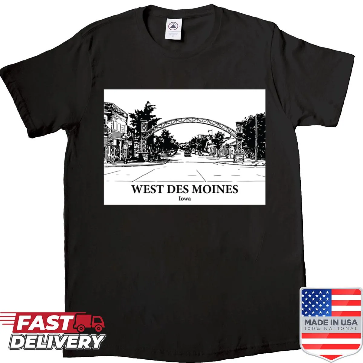 Shirt featuring the name West Des Moines, Iowa