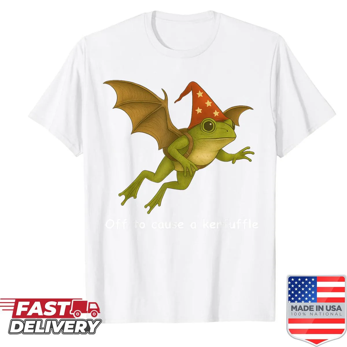 Cartoon frog wizard design ready for adventure