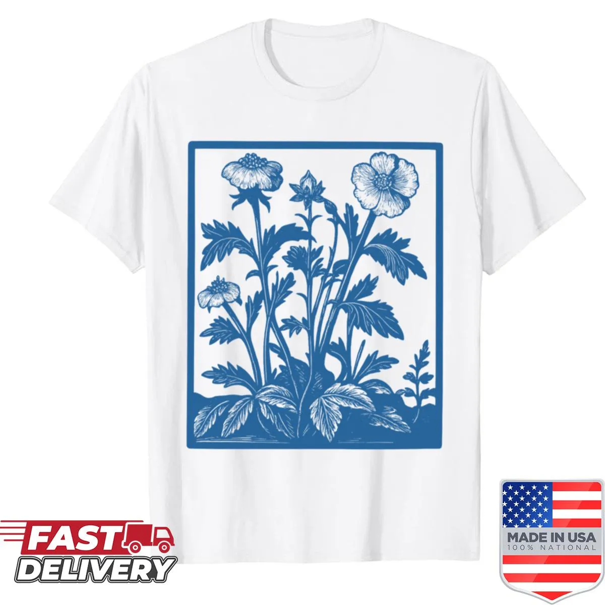Retro floral design shirt inspired by wildflowers from the 90s.