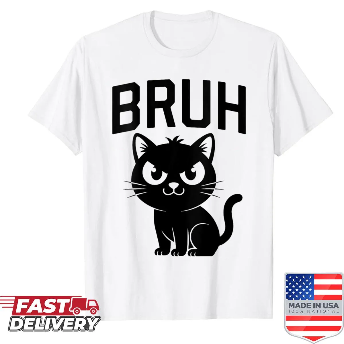 Graphic shirt with 'Cat Bruh' text for cat lovers