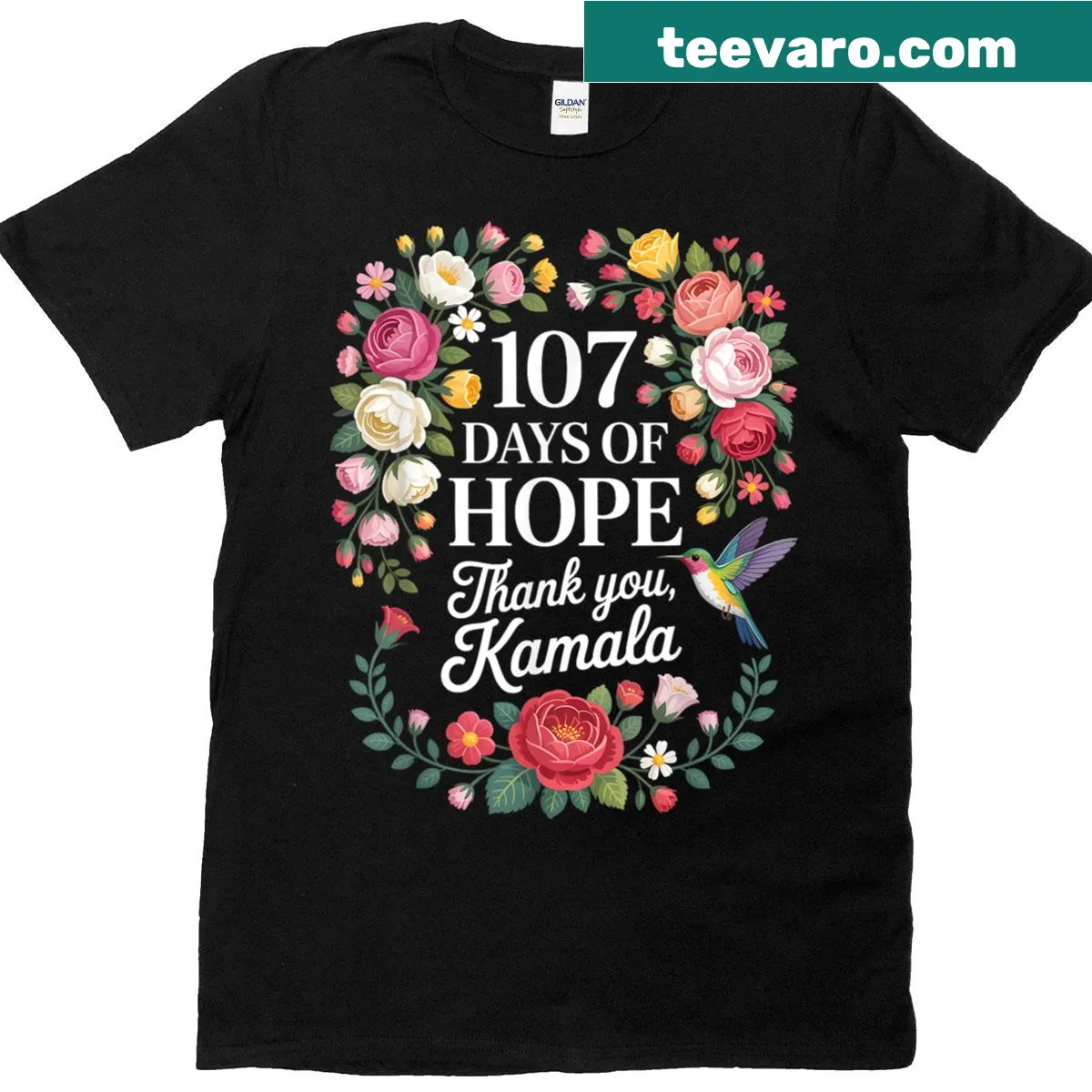 Floral design T-shirt conveying hope and gratitude — on a men's t-shirt