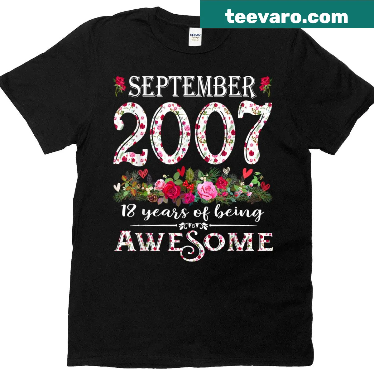 Floral design t-shirt for 18th birthday — on a men's t-shirt