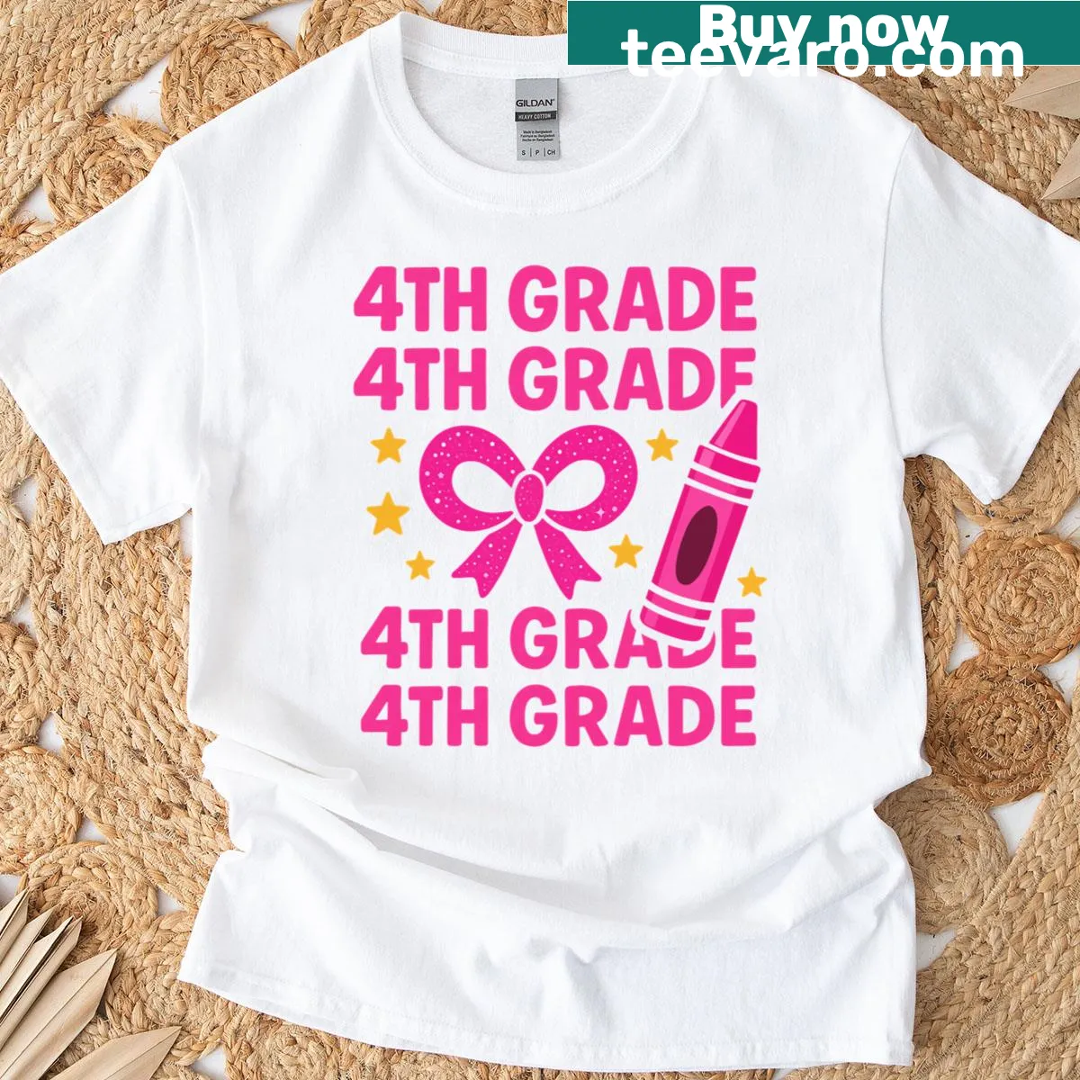 Cute T-shirt with a pink bow design for 4th-grade girls — on a men's t-shirt