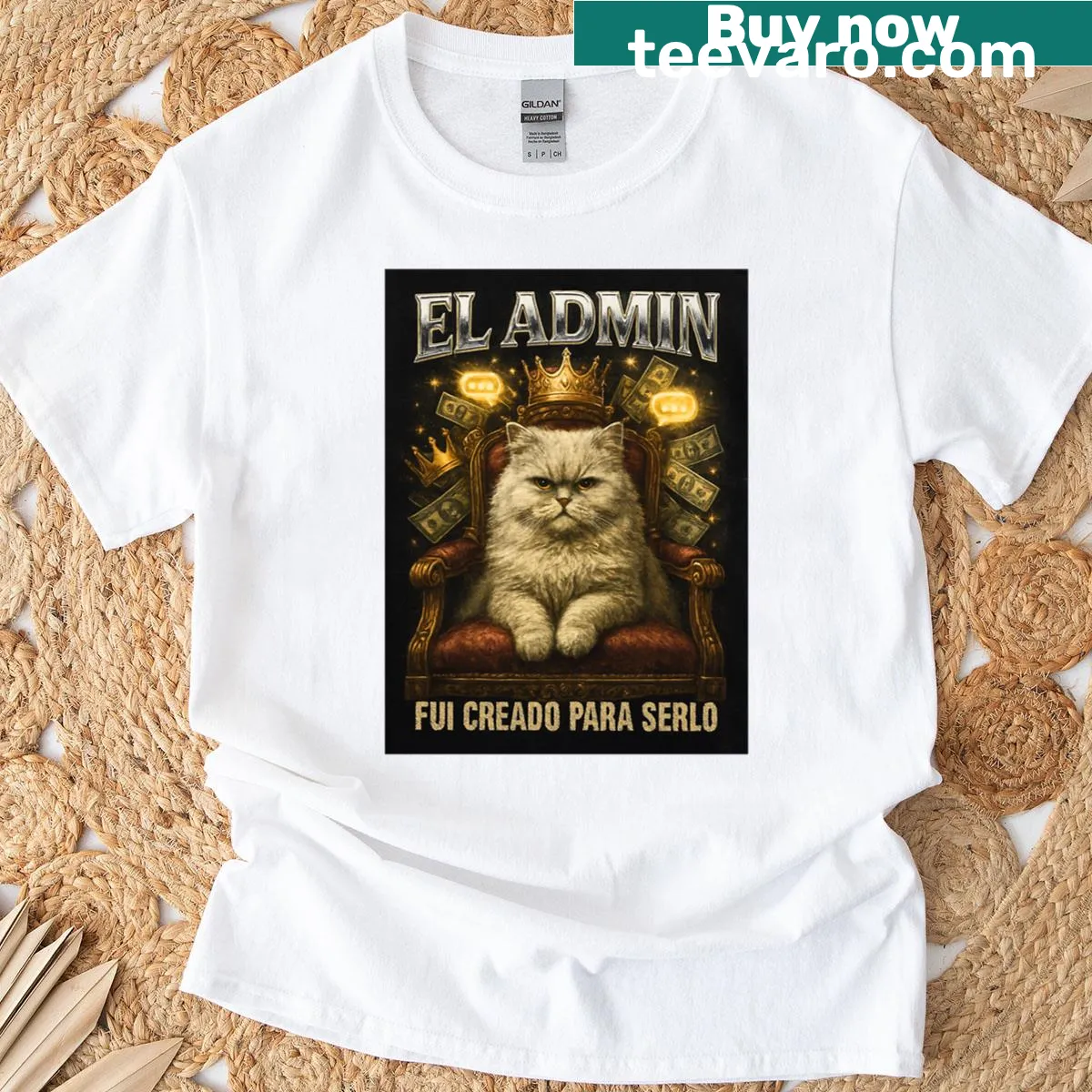 Funny Persian cat meme with 90s pirate rap theme graphic. — on a men's t-shirt