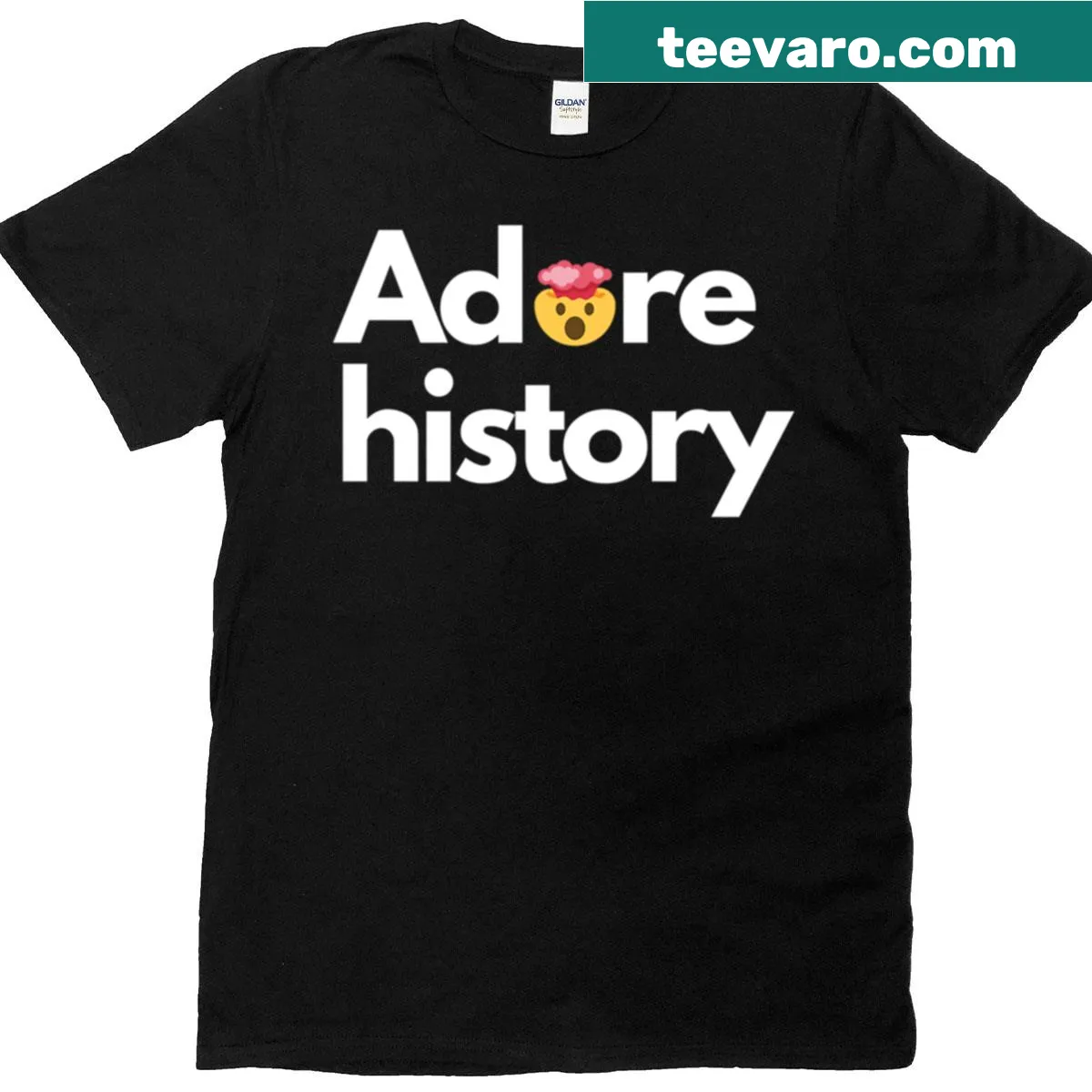 Oversized T-shirt with playful 'Adore History' text design — on a men's t-shirt