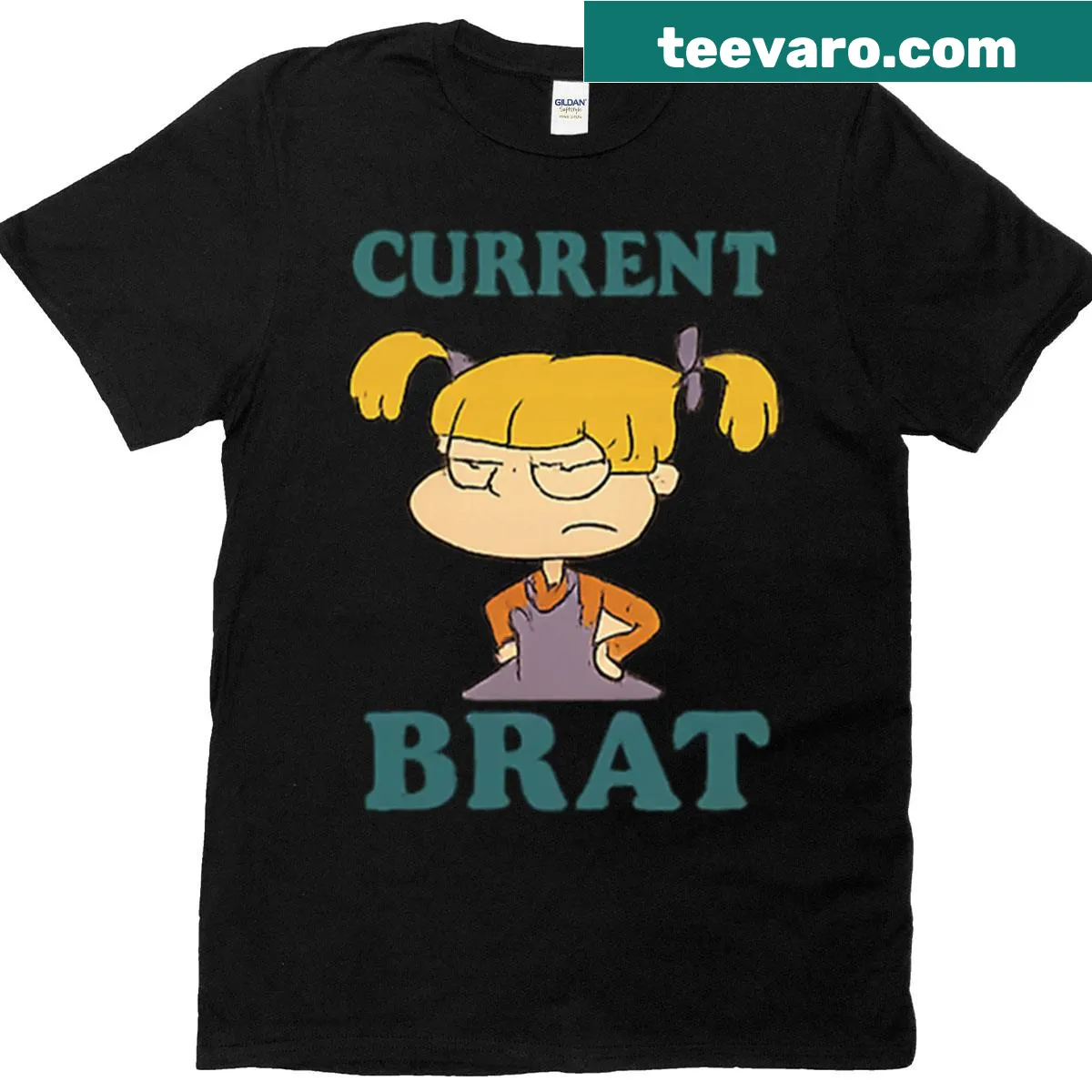 Oversized T-shirt featuring cartoon art of Angelica Pickles. — on a men's t-shirt