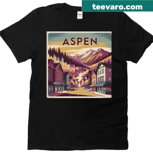 Illustrative travel poster design featuring Aspen Colorado mountains