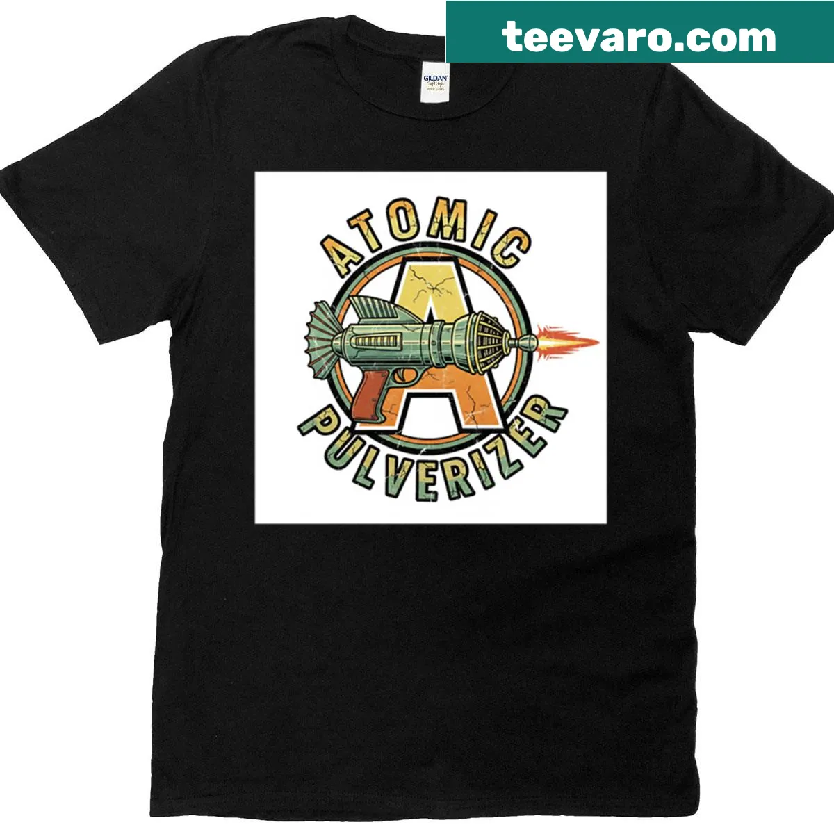 Bold design Atomic Pulverizer t-shirt — on a men's t-shirt