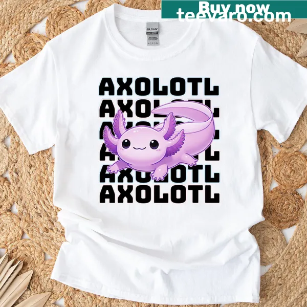 Cute pink axolotl design with modern typography for kids
