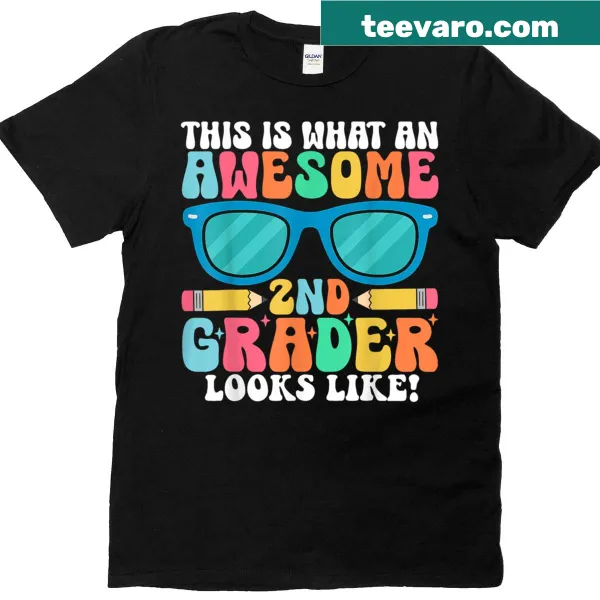 Illustration of a second grader on a back-to-school T-shirt