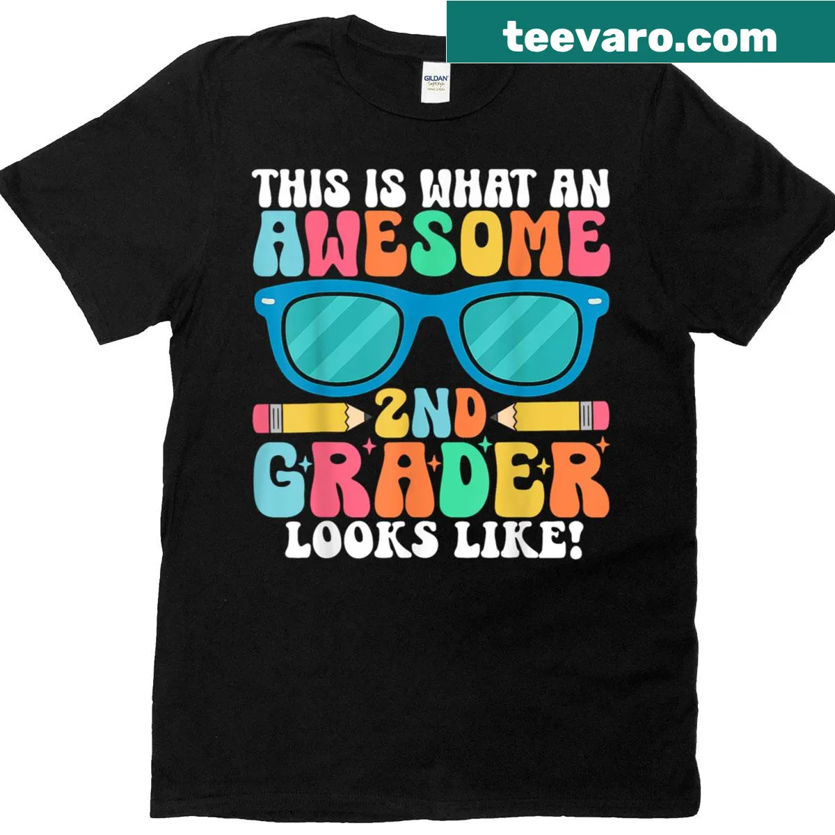 Illustration of a second grader on a back-to-school T-shirt — on a men's t-shirt