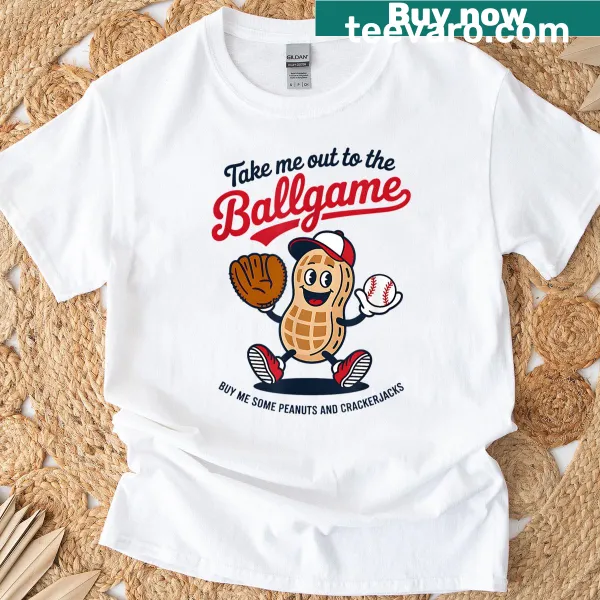 Funny T-shirt for baseball moms with the phrase 'Take Me Out To The Ball Game.'