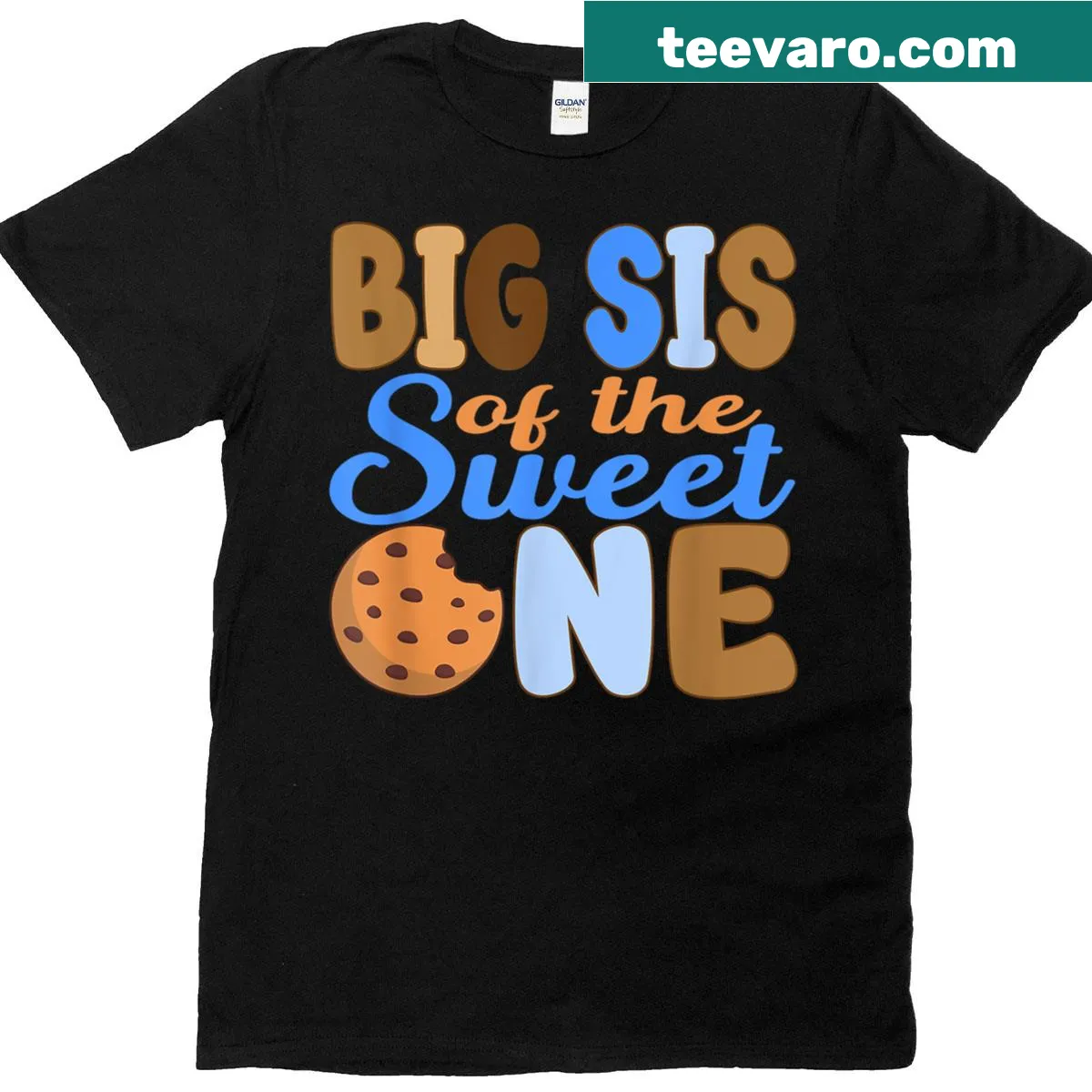 Big Sis Of The Sweet One birthday t-shirt with cookie graphics. — on a men's t-shirt