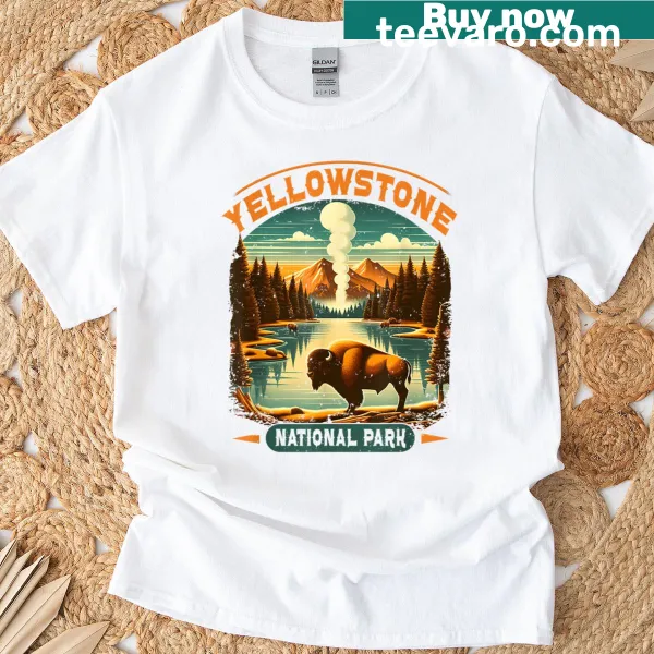Illustrated bison graphic on a t-shirt