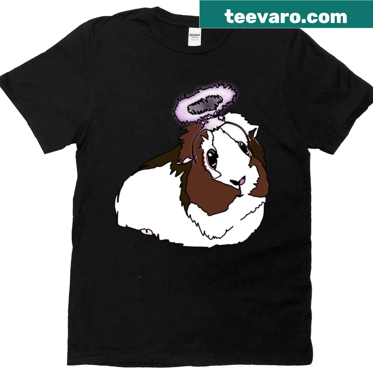 Illustration of a cute guinea pig with a halo on a T-shirt — on a men's t-shirt