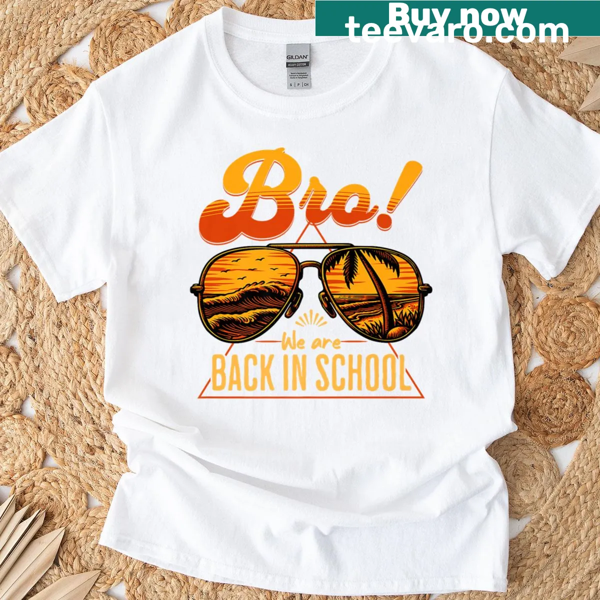 Playful teacher t-shirt with retro sunglasses design — on a men's t-shirt