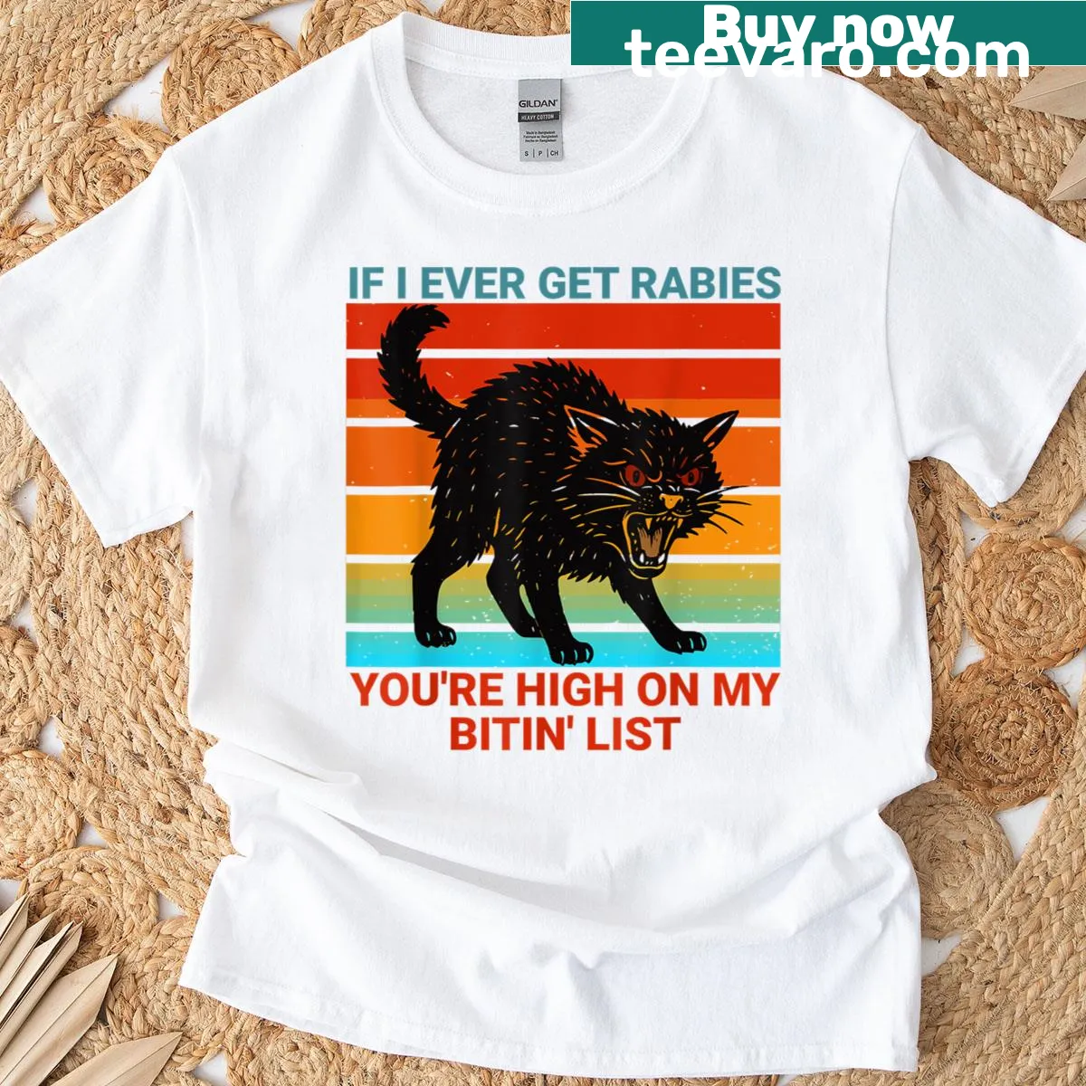 Humorous cat-themed T-shirt with a funny saying — on a men's t-shirt
