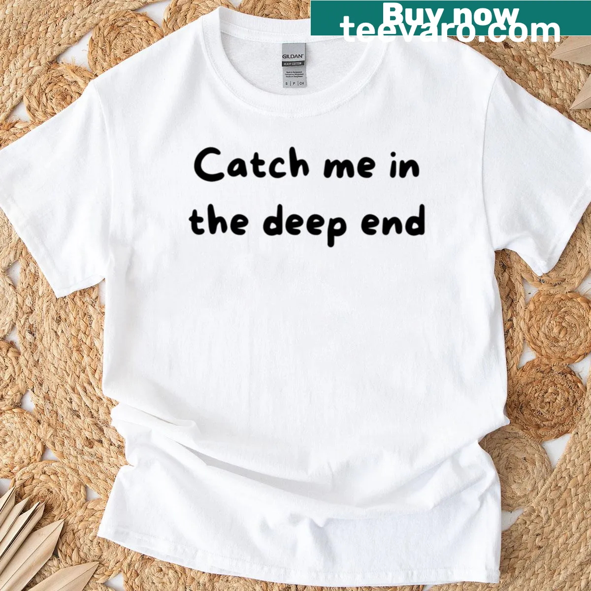 Playful ocean-themed T-shirt with bold text, perfect for beach lovers — on a men's t-shirt