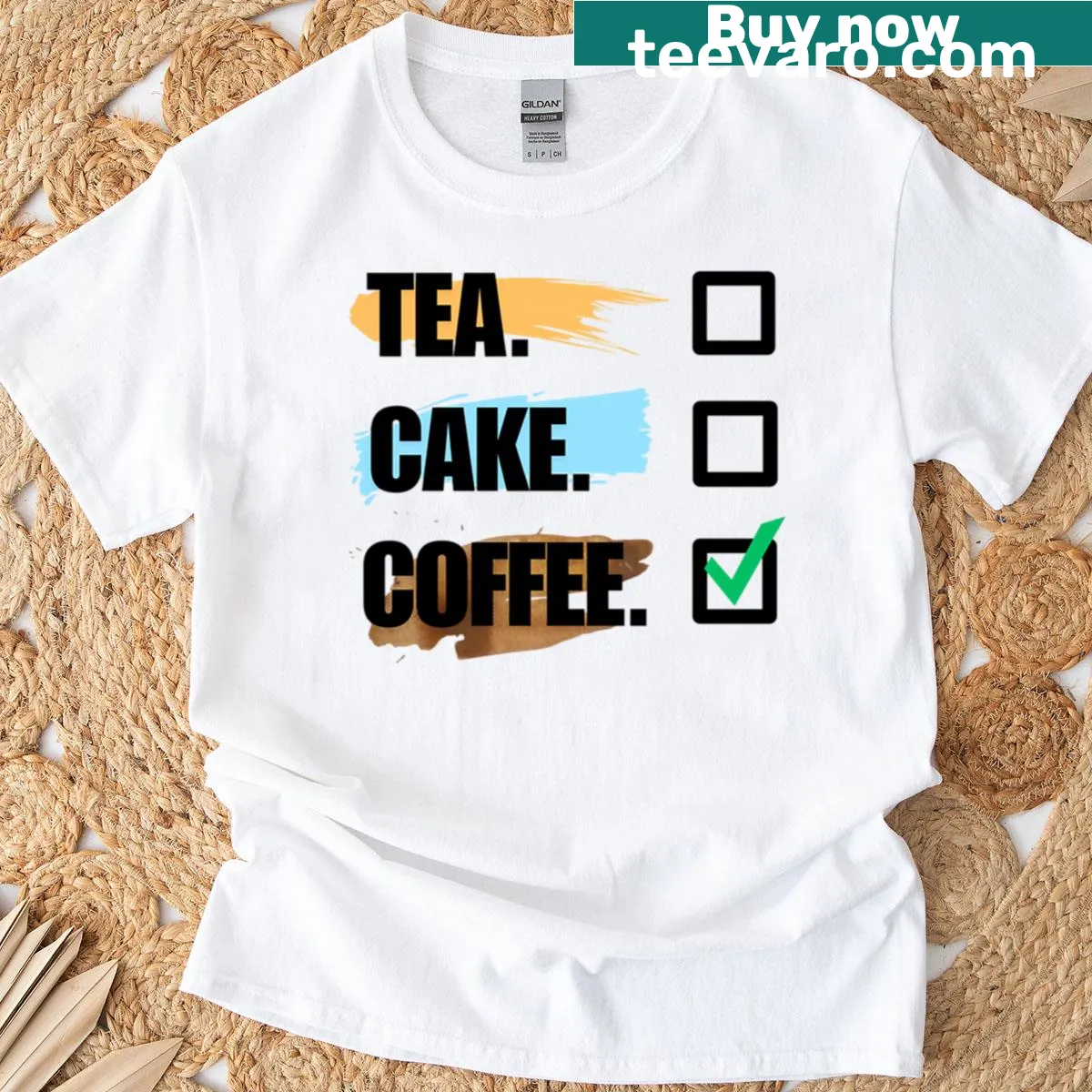 Funny checklist design for coffee lovers on t-shirt — on a men's t-shirt