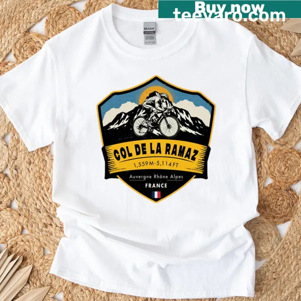 Scenic T-shirt featuring Col De La Ramaz illustration for travel lovers