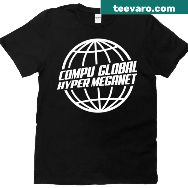 Vintage design with 'Compu Global Hyper Meganet' text on an oversized T-shirt