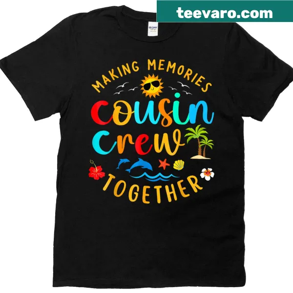 Cartoon T-shirt for family beach trips, featuring 'Cousin Crew' design