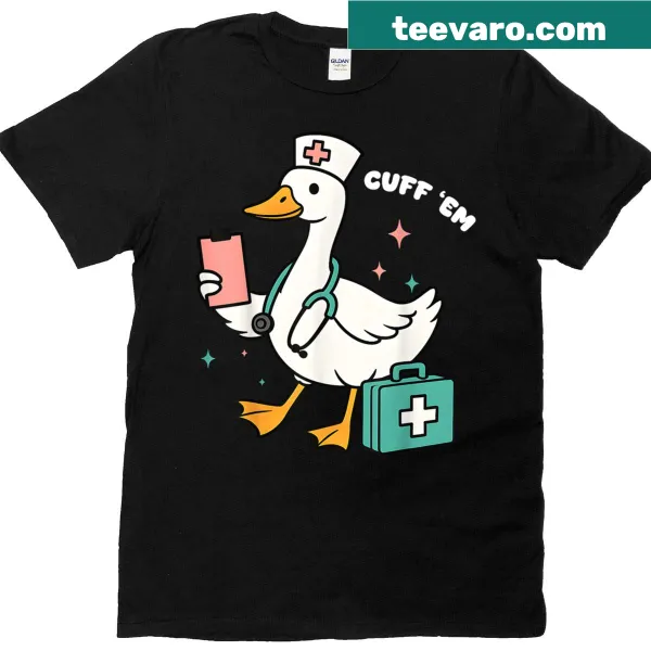 Funny T-shirt with a humorous goose design for nurses