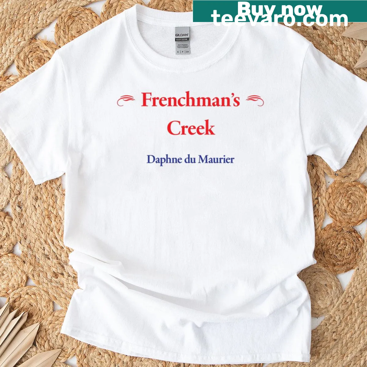 Typographical tribute to Daphne Du Maurier's Frenchmans Creek — on a men's t-shirt