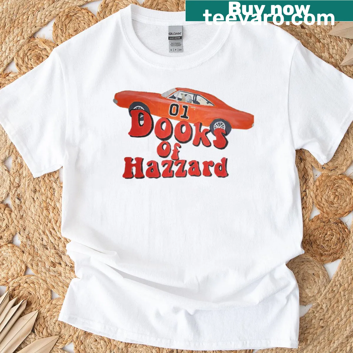 Vintage-style t-shirt referencing Dooks Of Hazzard — on a men's t-shirt