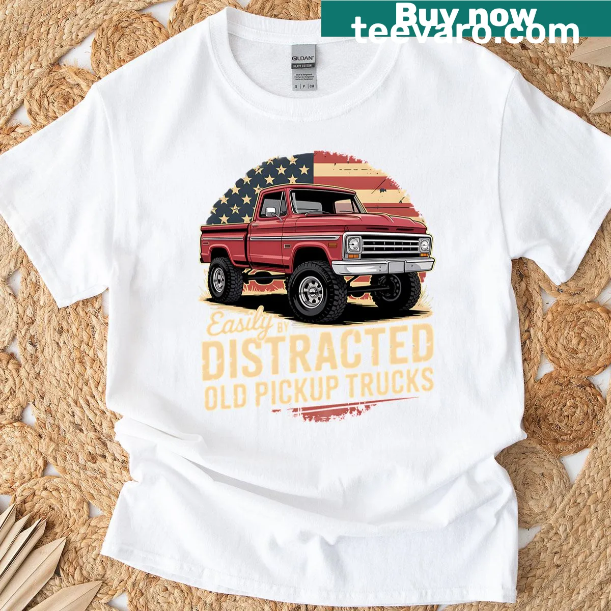 Funny T-shirt for truck lovers with a vintage distressed design — on a men's t-shirt
