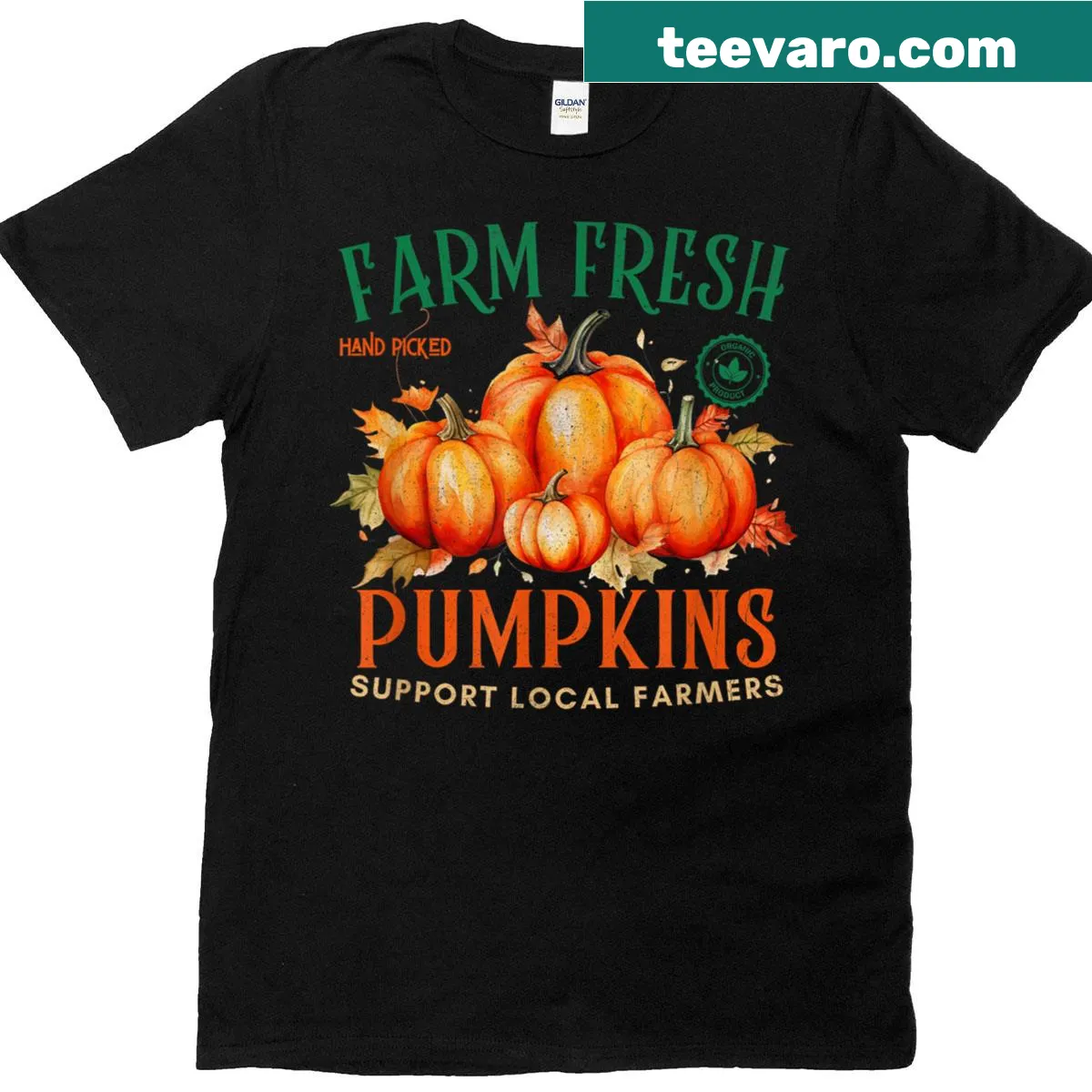 Vintage pumpkin design on a cottagecore autumn t-shirt — on a men's t-shirt