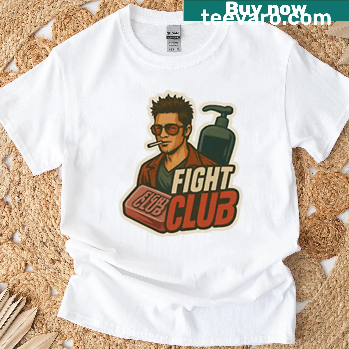 Artistic Tyler Durden graphic from Fight Club on a T-shirt — on a men's t-shirt