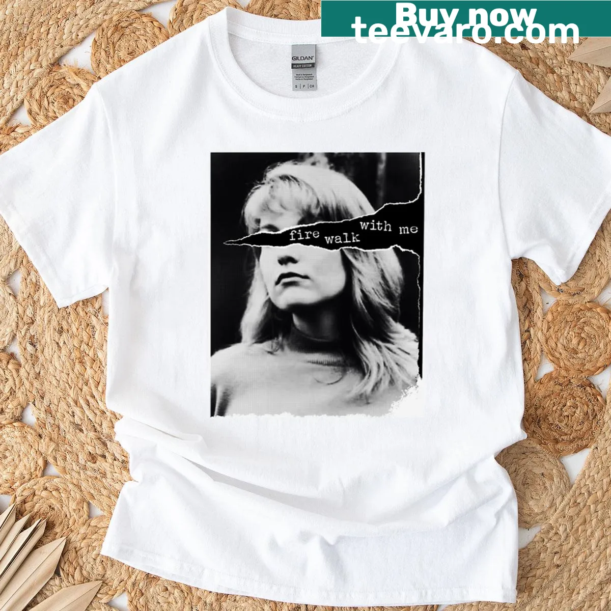 Oversized T-shirt with 'Fire Walk With Me' text design — on a men's t-shirt