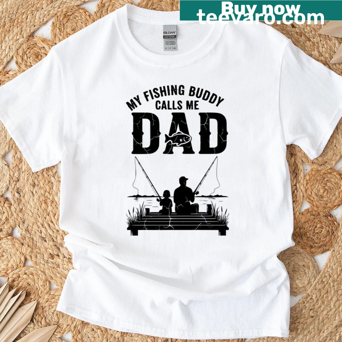 Sentimental T-shirt for dads featuring fishing-themed text — on a men's t-shirt