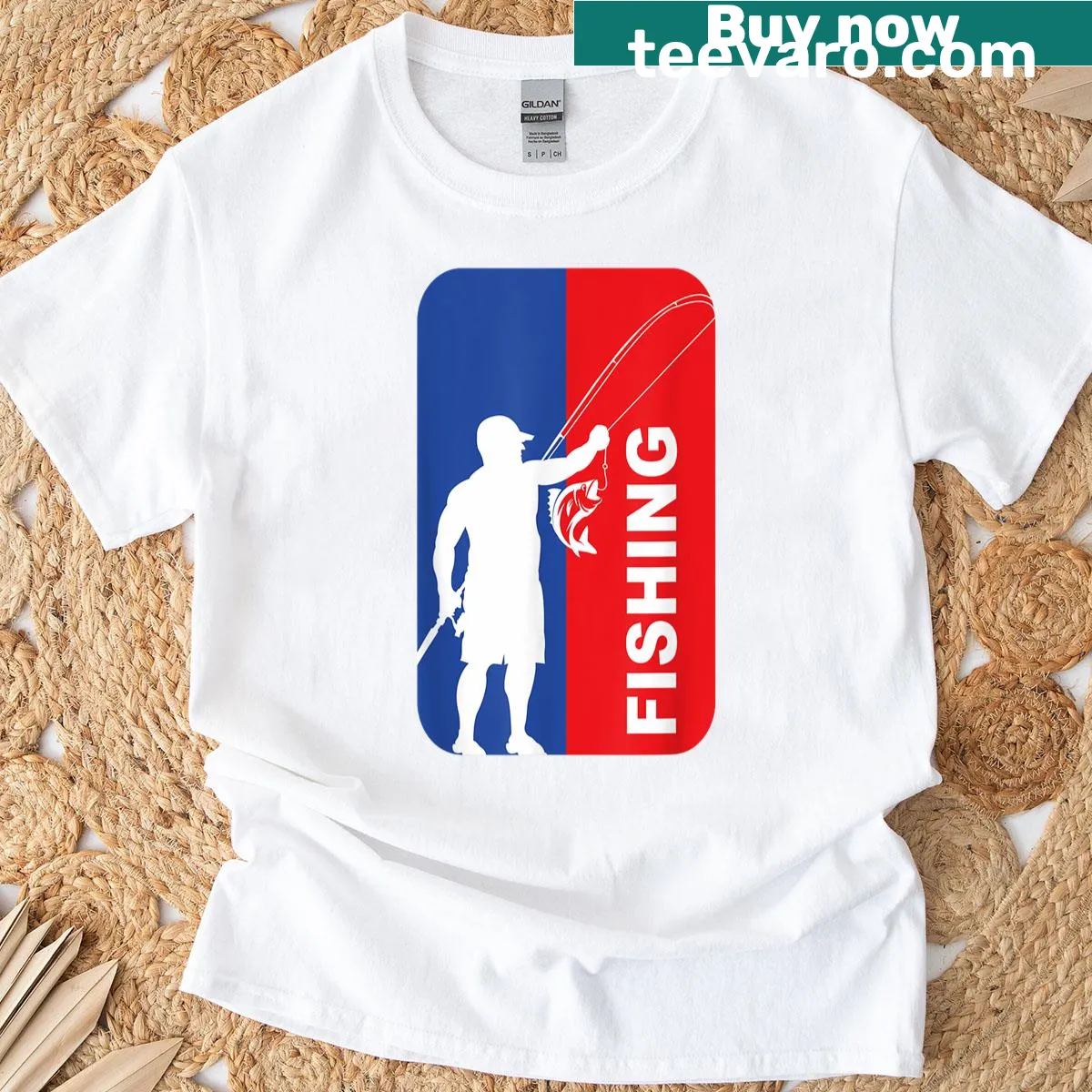 T-shirt with a simple inscription celebrating fishing — on a men's t-shirt