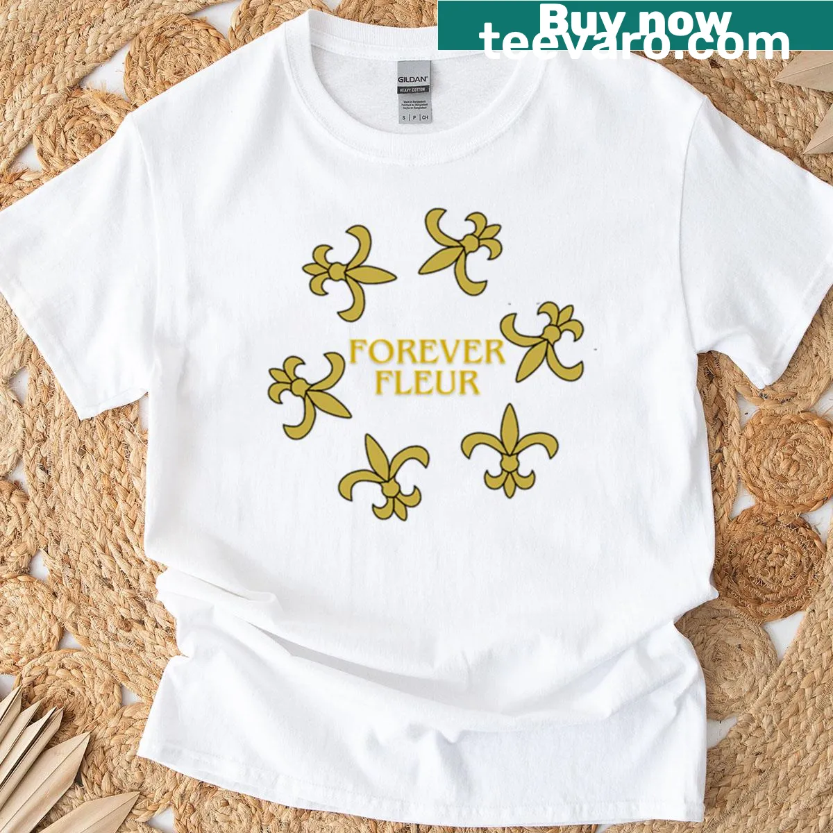 Fleur-de-lis emblem printed on a stylish T-shirt. — on a men's t-shirt