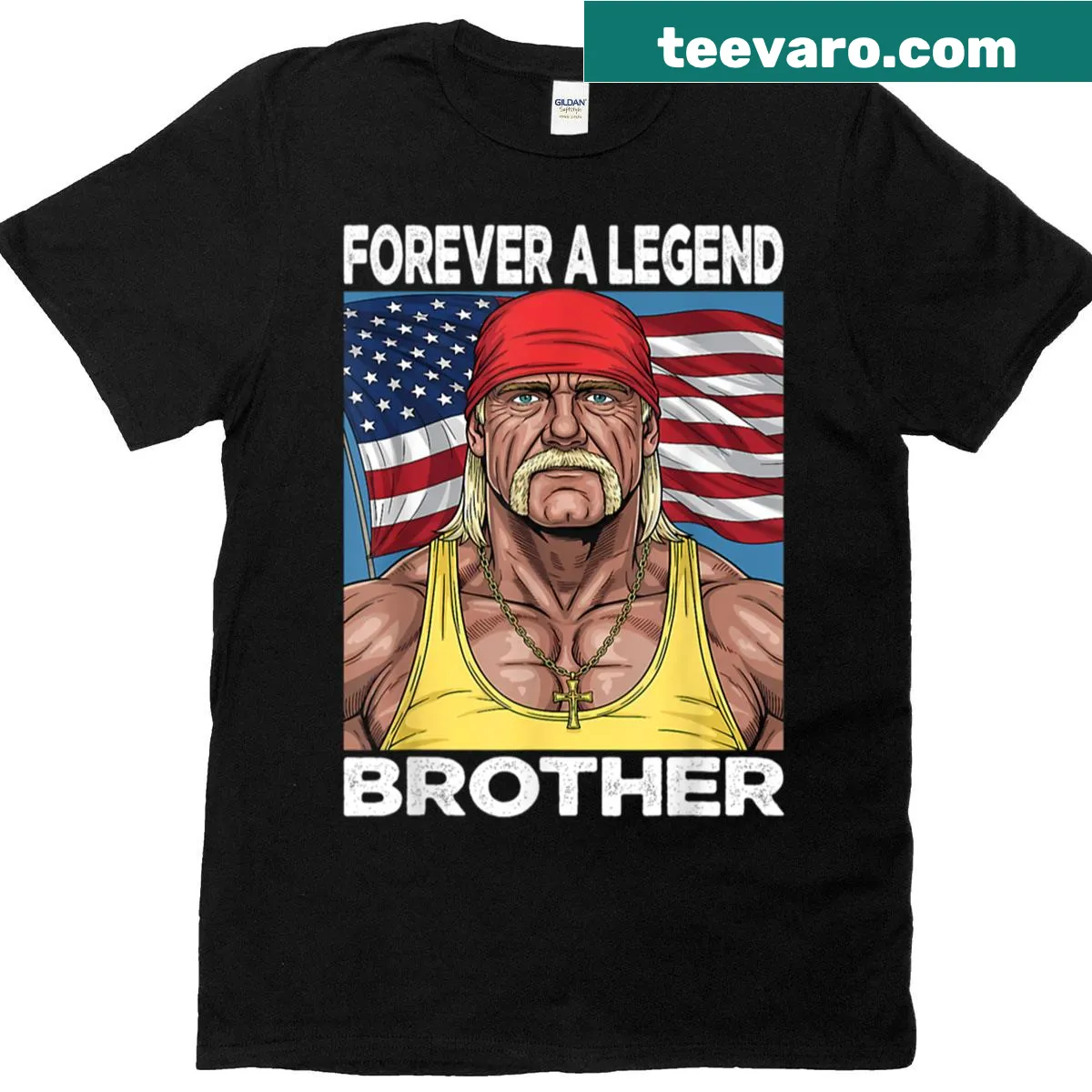 Retro American flag graphic T-shirt with vintage style — on a men's t-shirt