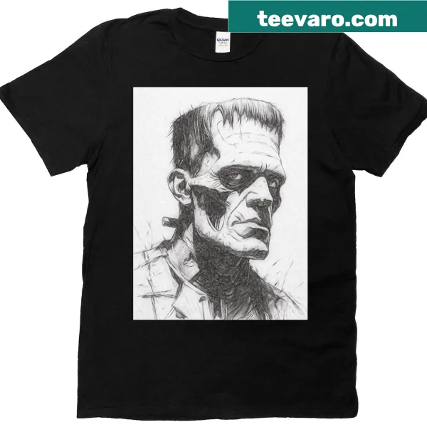 Sketch of Frankenstein's monster on a t-shirt