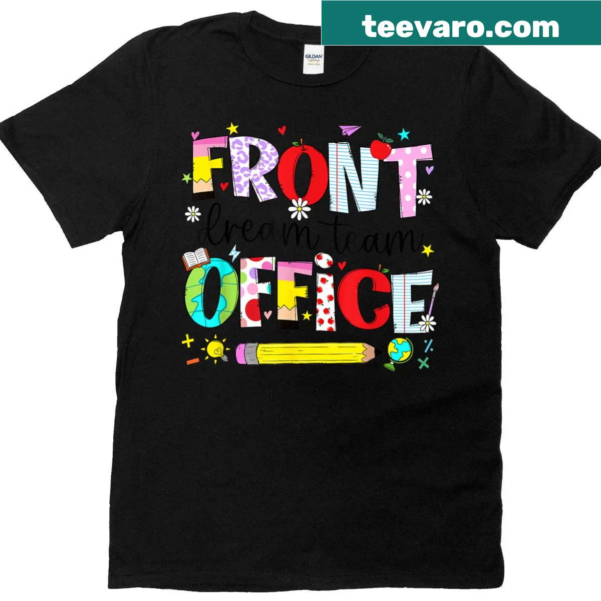 Cute t-shirt for office staff with a pencil graphic and 'Dream Team' text. — on a men's t-shirt