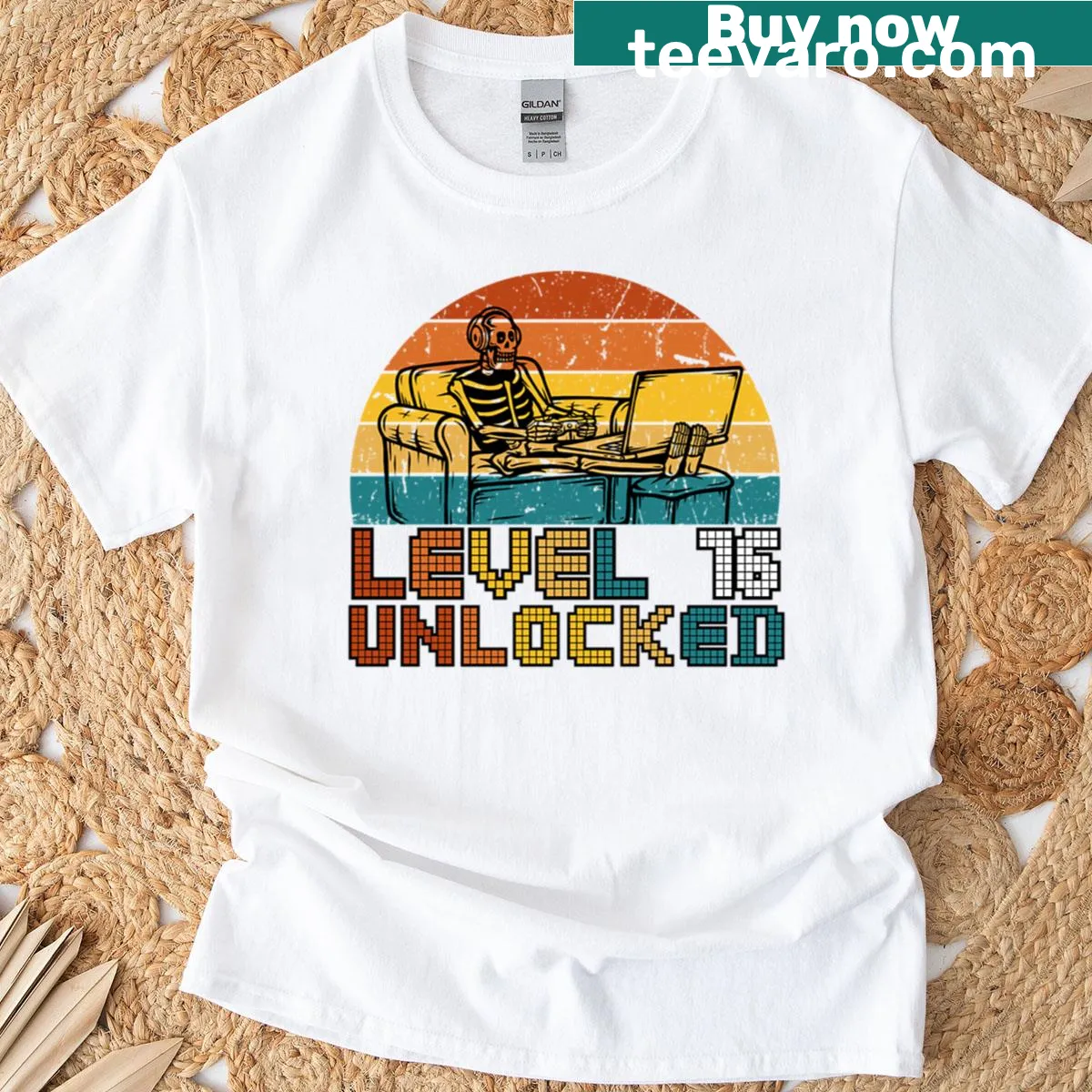 Vintage gaming-themed T-shirt for 16-year-old birthday — on a men's t-shirt