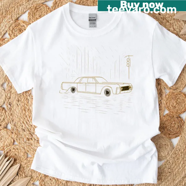 Line art of an American muscle car on a T-shirt